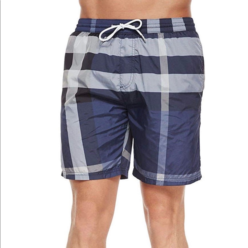 Burberry Men’s Gowers check swim shorts.
